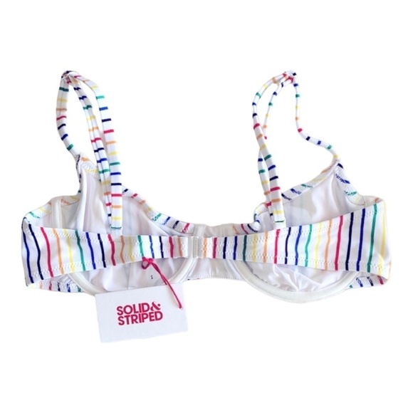 Solid & Striped Eva Bikini Top in Rainbow Pinstripe Size Large - Picture 5 of 7